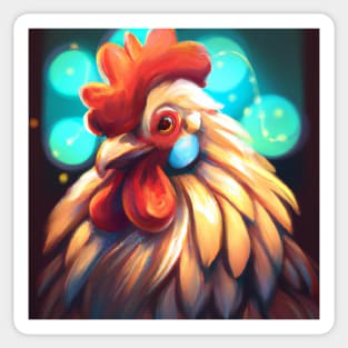 Cute Rooster Drawing Sticker